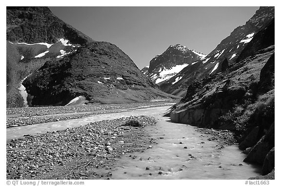 Valley II below the Telaquana Mountains. Lake Clark National Park (black and white)