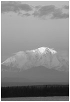 Last light on the summit of Mt Blackburn. Wrangell-St Elias National Park ( black and white)