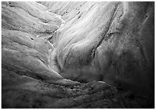 Glacial stream close-up, Root Glacier. Wrangell-St Elias National Park, Alaska, USA. (black and white)