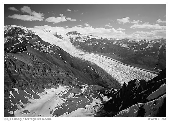 Root Glacier seen from Mt Donoho. Wrangell-St Elias National Park (black and white)