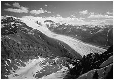 Root Glacier seen from Mt Donoho. Wrangell-St Elias National Park, Alaska, USA. (black and white)