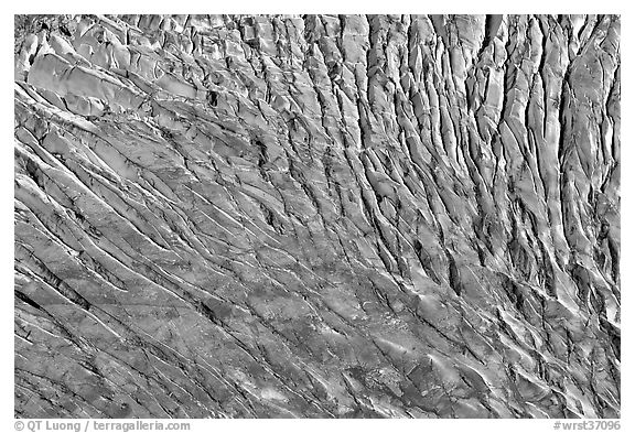 Aerial view of crevasses. Wrangell-St Elias National Park (black and white)