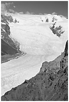 Aerial view of Erie Mine and Root Glacier. Wrangell-St Elias National Park, Alaska, USA. (black and white)