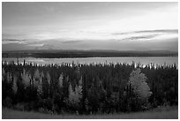 Mt Wrangell and Willow Lake, morning. Wrangell-St Elias National Park ( black and white)