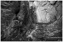 Waterfall at the base of Crystaline Hills. Wrangell-St Elias National Park ( black and white)