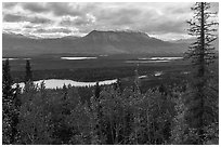 Moose Lake and Chitina Valley. Wrangell-St Elias National Park ( black and white)