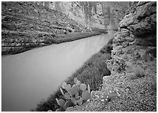 Rio Grande in Santa Elena Canyon. Big Bend National Park, Texas, USA. (black and white)