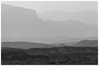 Ridges of Sierra Del Carmen mountains, morning. Big Bend National Park, Texas, USA. (black and white)