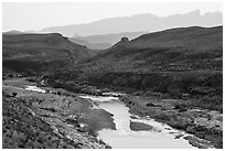 Rio Grande River canyon and Sierra del Carmen. Big Bend National Park ( black and white)