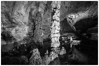 Devils Spring underground pool. Carlsbad Caverns National Park, New Mexico, USA. (black and white)