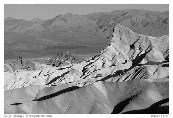Manly beacon, Zabriskie point, sunrise. Death Valley National Park (black and white)