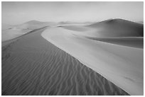 Mesquite Sand Dunes during a sandstorm. Death Valley National Park, California, USA. (black and white)