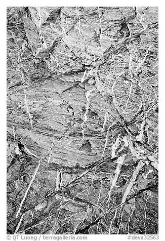 Stratified rock patterns, Mosaic canyon. Death Valley National Park (black and white)