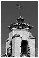 Tower and weathervane, Scotty's Castle. Death Valley National Park, California, USA. (black and white)