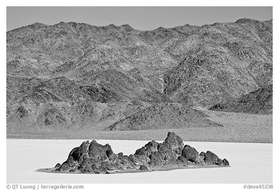 Grandstand and mountains. Death Valley National Park (black and white)