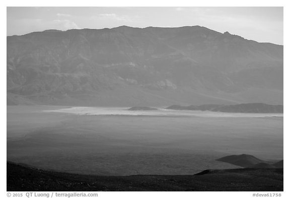 Panamint Valley and Playa from above. Death Valley National Park (black and white)