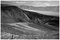 Visitor looking, Panamint Valley. Death Valley National Park ( black and white)