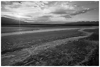 Rivers of salt and sunset, Cottonball Basin. Death Valley National Park ( black and white)
