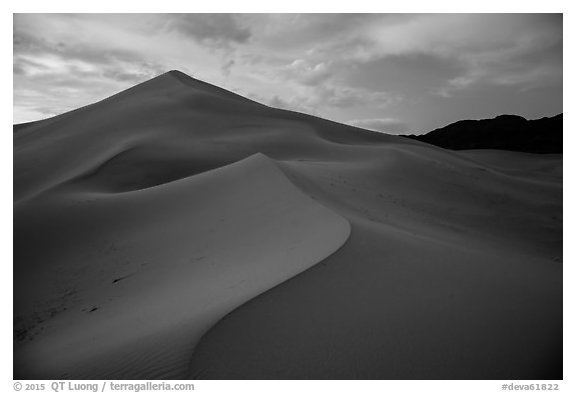 Ibex Sand Dunes, blue hour. Death Valley National Park (black and white)