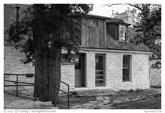 Frijole Ranch historic museum. Guadalupe Mountains National Park (black and white)