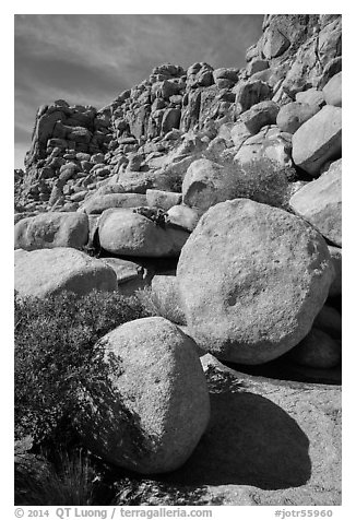 Jumble of rocks, Hidden Valley. Joshua Tree National Park (black and white)
