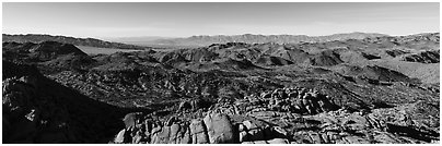 View from Mastodon Peak. Joshua Tree National Park (Panoramic black and white)