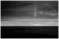 Sun pillar from Cadillac mountain. Acadia National Park ( black and white)
