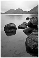 Boulders and the Bubbles, Jordan Pond. Acadia National Park ( black and white)