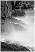 Blurred water at base of Great Head. Acadia National Park, Maine, USA. (black and white)
