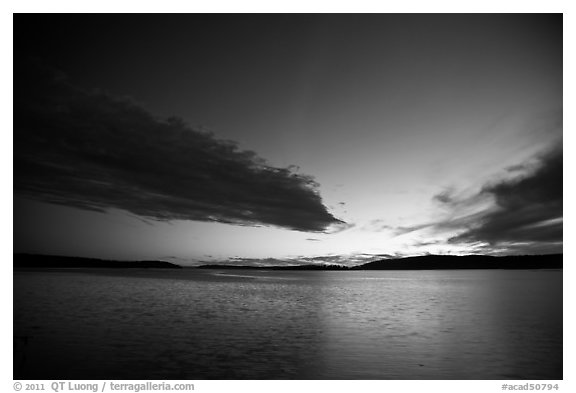 Dark clouds at dusk, Pretty Marsh. Acadia National Park (black and white)