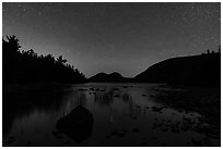Jordan Pond and Bubbles at night. Acadia National Park ( black and white)
