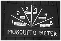 Mosquito Meter in old visitor center. Congaree National Park, South Carolina, USA. (black and white)