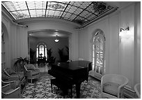 Assembly room in Fordyce bathhouse. Hot Springs National Park, Arkansas, USA. (black and white)