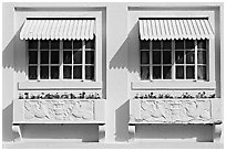 Windows and shades, Ozark Baths. Hot Springs National Park ( black and white)