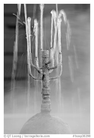 Detail of fountain with thermal steam. Hot Springs National Park (black and white)