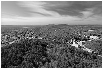 View over Hot Springs Mountain and West Mountain in the fall. Hot Springs National Park, Arkansas, USA. (black and white)