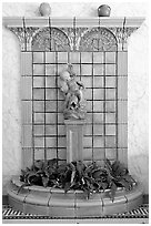 Cherub fountain in entrance hall, Fordyce Baths. Hot Springs National Park ( black and white)