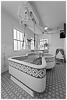 Hubbard Tub room. Hot Springs National Park, Arkansas, USA. (black and white)