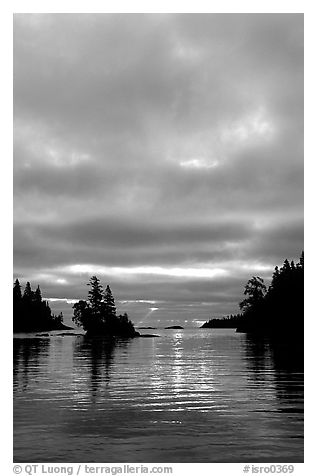 Early morning on Chippewa harbor. Isle Royale National Park (black and white)