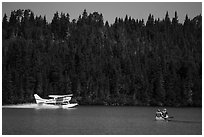 Seaplane and canoe. Isle Royale National Park ( black and white)