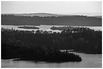 Ridges and islets from Louise Lookout. Isle Royale National Park ( black and white)