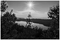 View from Louise Lookout looking into the sun. Isle Royale National Park ( black and white)