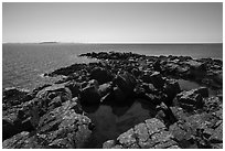 Pools and tip of Passage Island and Isle Royale in the distance. Isle Royale National Park ( black and white)