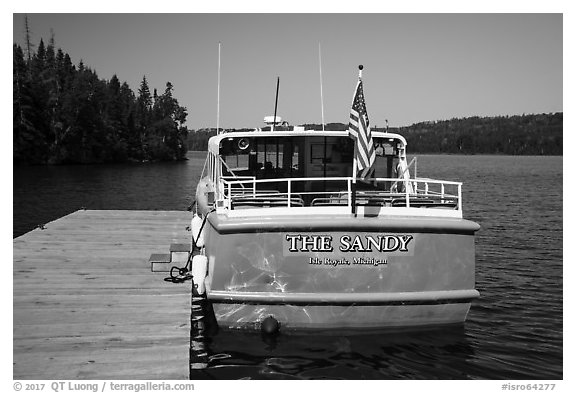 Tour boat Sandy. Isle Royale National Park (black and white)