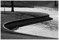 Curves of drained North Pond. Gateway Arch National Park ( black and white)