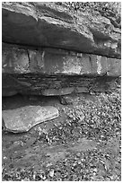 Limestone slabs and overhangs. Mammoth Cave National Park, Kentucky, USA. (black and white)