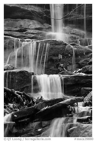 Stream cascading over limestone rocks. Mammoth Cave National Park (black and white)