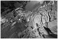 Flowstone, Frozen Niagara. Mammoth Cave National Park, Kentucky, USA. (black and white)