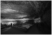 Vistors in Rotunda Room. Mammoth Cave National Park ( black and white)