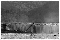 Sandstone Falls and hills. New River Gorge National Park and Preserve ( black and white)